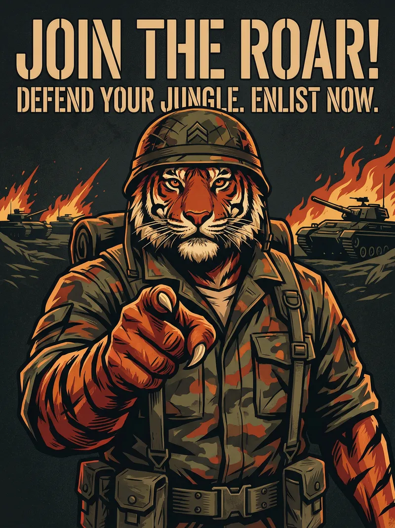 四虎 战队招募 军事征兵海报